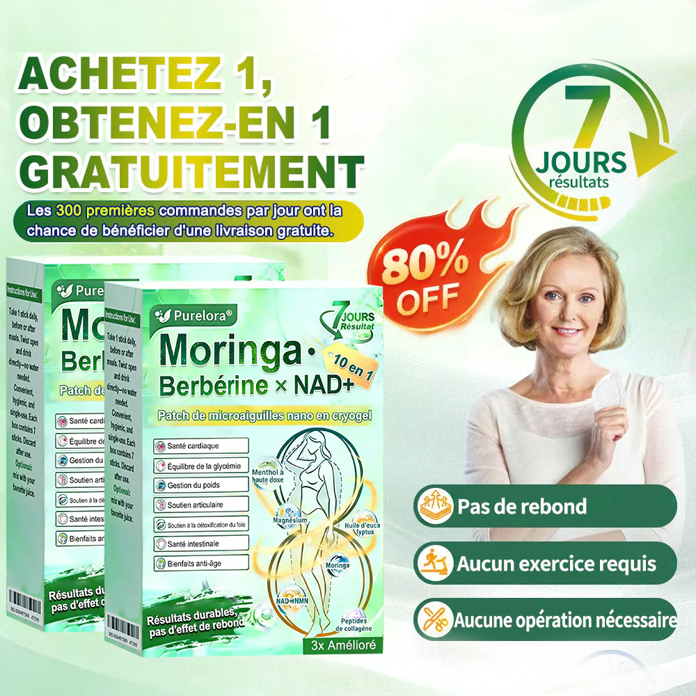 💖𝑷𝒉𝒂𝒓𝒎𝒂𝒄𝒊𝒆 𝑶𝒇𝒇𝒊𝒄𝒊𝒆𝒍𝒍𝒆💖 | Purelora® Moringa · Berbérine Patch 10-en-1 aux Nano-Micro-Aiguilles et Cryo-Gel ✅ Soutien Cryo-Métabolique : Cristallise les graisses, raffermit la peau et élimine l'œdème instantanément. - Image 2