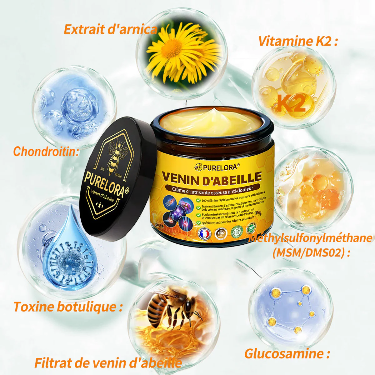 Purelora® Venin d'abeille Crème cicatrisante osseuse Pain-Relief 🐝🐝(Spécialement conçu pour les personnes âgées ) - Image 8