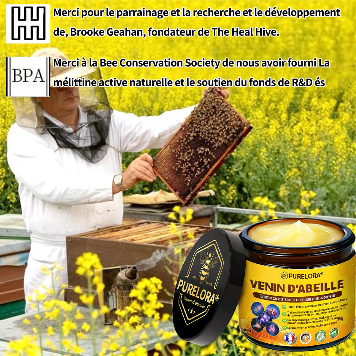 Purelora® Venin d'abeille Crème cicatrisante osseuse Pain-Relief 🐝🐝(Spécialement conçu pour les personnes âgées ) - Image 9