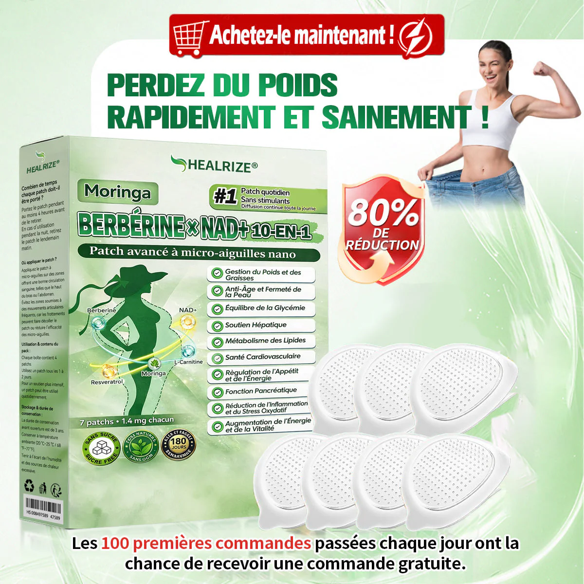 🇫🇷Magasin Officiel |  Healrize® Moringa & Bérbérine 10-en-1 Patch Nanomicro-aiguilles Avancé👩‍⚕️ (Une application quotidienne, résultats visibles en 7 jours)🌼 Obésité, Diabète, Apnée du sommeil, Problèmes articulaires